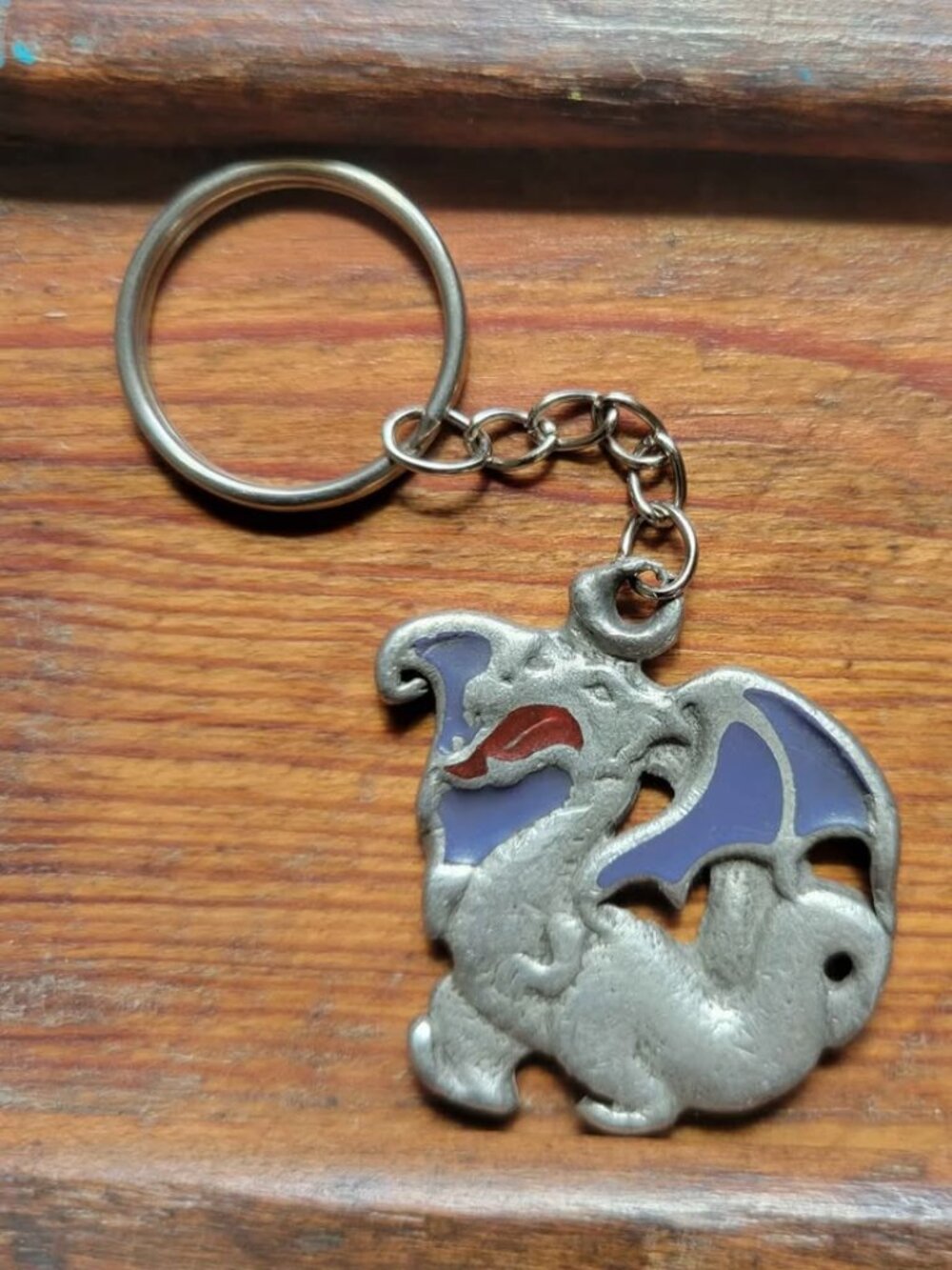 Vintage 1986 Rawcliffe Pewter Dragon Keychain
